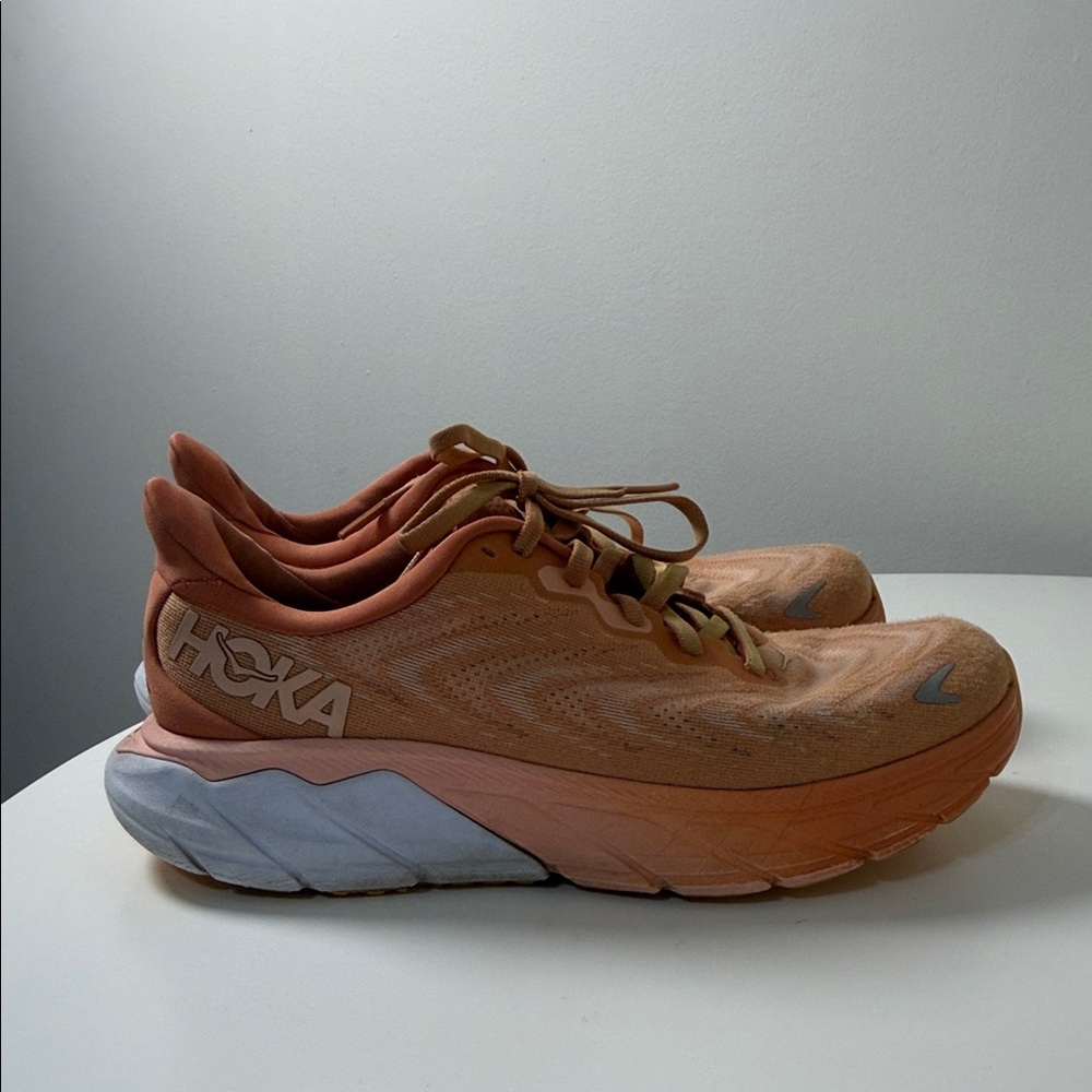 Hoka Women's Peach and Tan Athletic Running Shoes